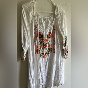 White Tunic with Red and Green Embroidery